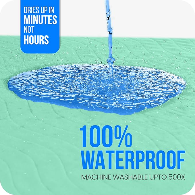 Utopia Bedding Washable Pee Pads for Dogs 18" x 24" (Pack of 4), Waterproof Incontinence Bed Pads for Adults, Elderly and Kids, Heavy Absorbency Pet Training Pads for Sofa and Couch (Green, Blue)