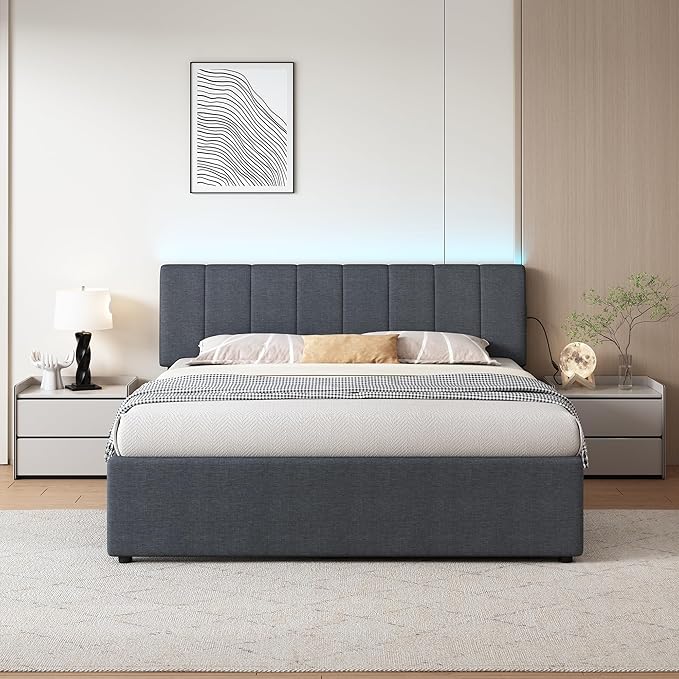 Queen Size Upholstered Platform Bed
