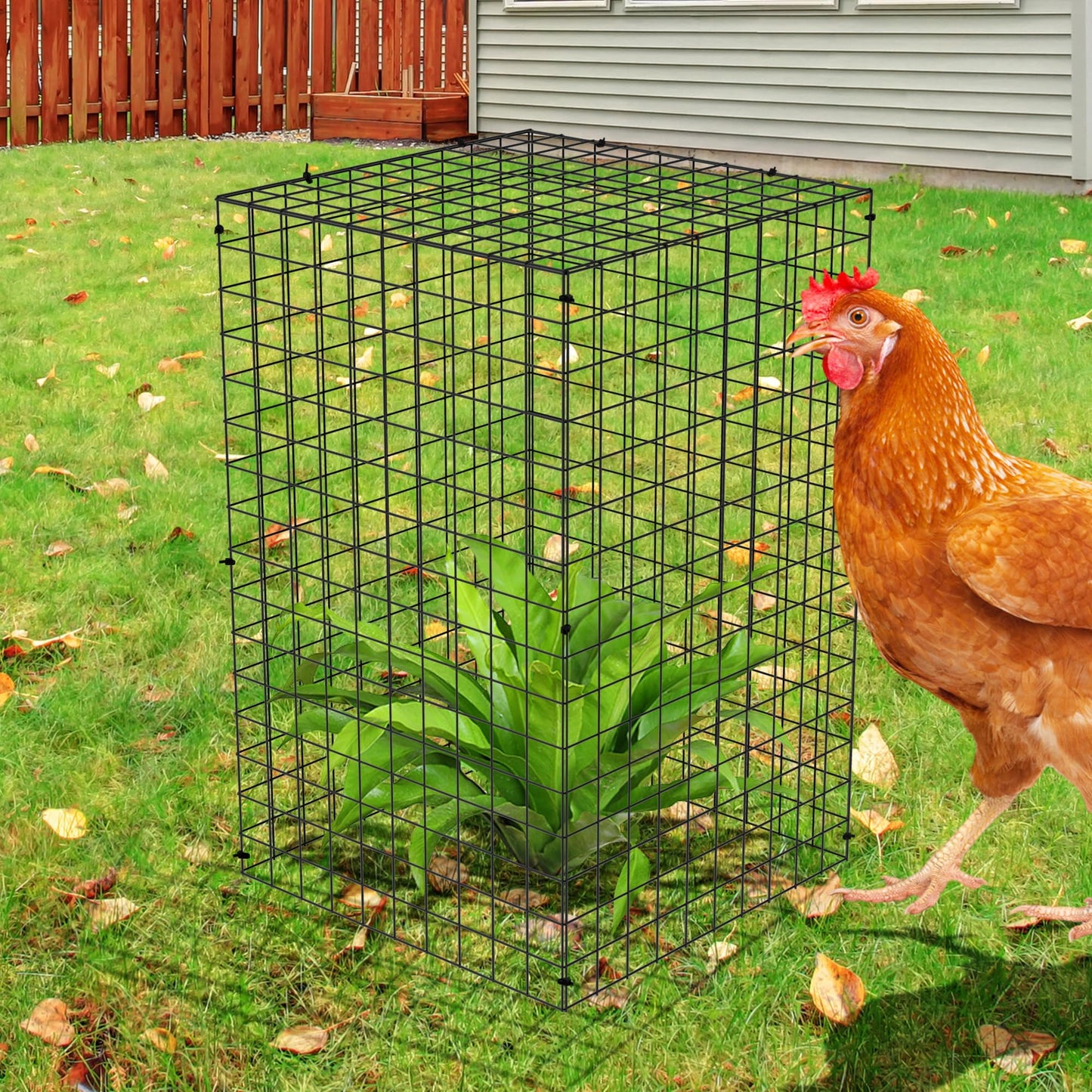 Adnee 7 Pack Wire Plant Protector with Cover-20x12x12 Inch Detachable Square Wire Cages to Prevent Animals-Metal Garden Plant Protector Cages for Protecting Plants Vegetables Flowers