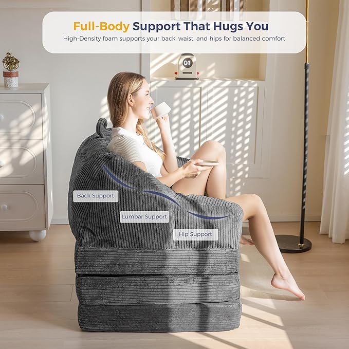 MAXYOYO Folding Sofa Bed with Backrest, Boneless Fold Out Couch Bed with Handle