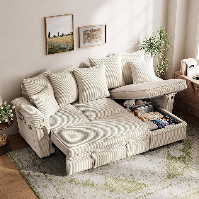 LINSY HOME 90.5'' Sectional Sleeper Sofa