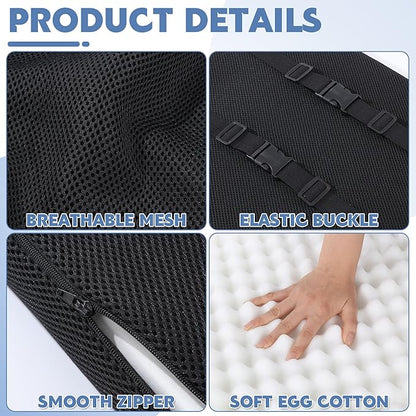 MABOZOO Wheelchair Back Cushion, 18"x17"x2.4" Lumbar Support Pillow for Wheelchair Removable Washable Provide Support Relieve Pain