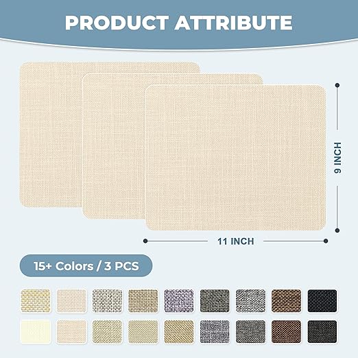 BESEZX Linen Fabric Repair Patch，3 PCS 9 * 11 Inch Self-Adhesive Couch Fabric