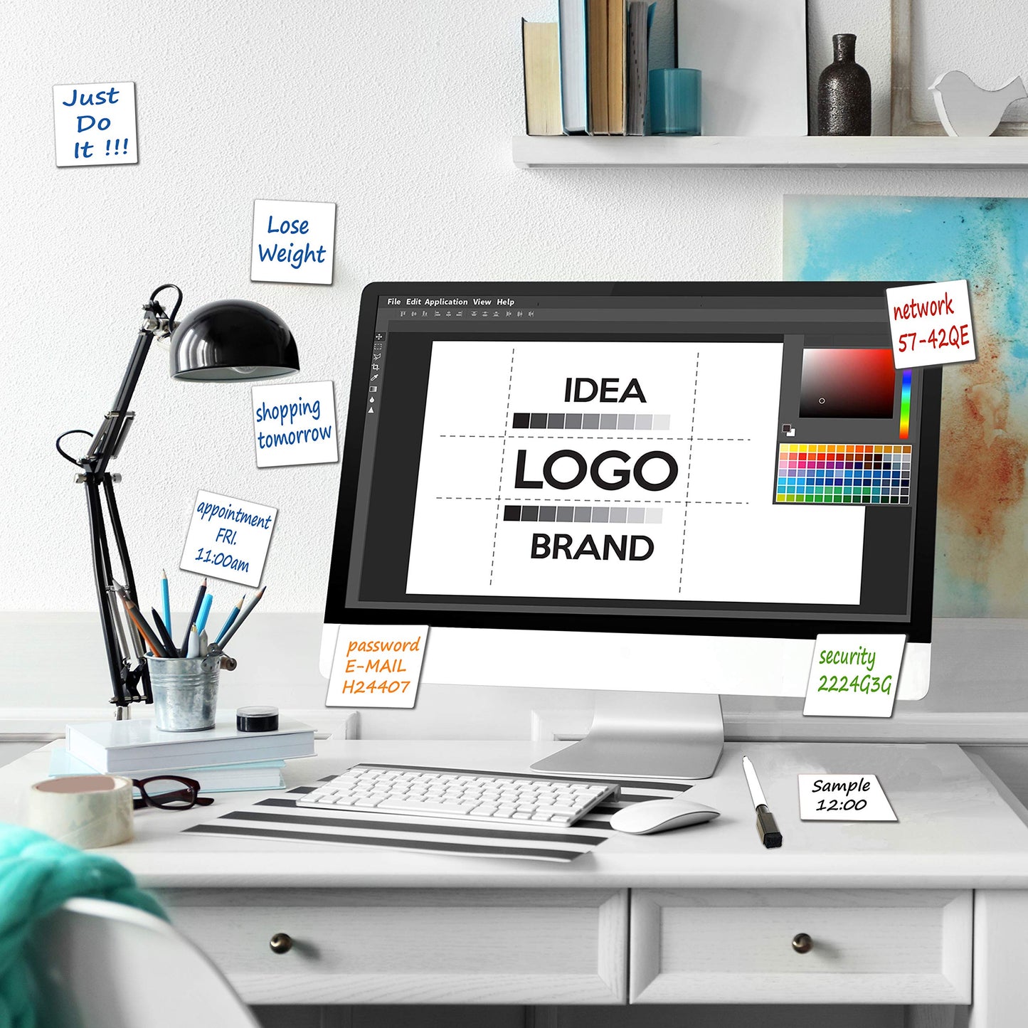 Dry Erase Sticky Notes. Reusable Whiteboard Stickers 4"x4" - 24 Pack. Suitable for All Smooth Surface. Great for Labels, Lists, Reminders and Decals. Washable, Removable
