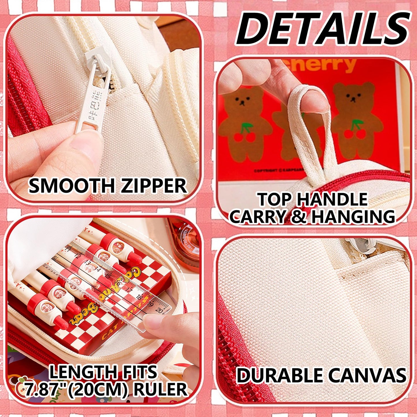 UINSUE Mini Backpack Pencil Case Art Marker Storage Canvas Makeup Pocket Small Gadget Bag Organizer Random Free of Highlighters (RED -BURGER)