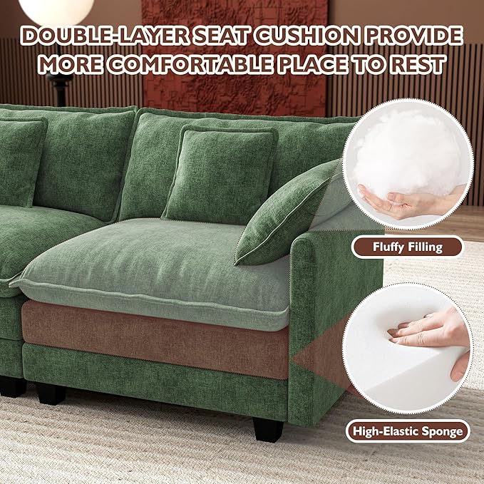 Ihanherry 114" V-Shaped Modern Sofa Modular Sectional Cloud Couch