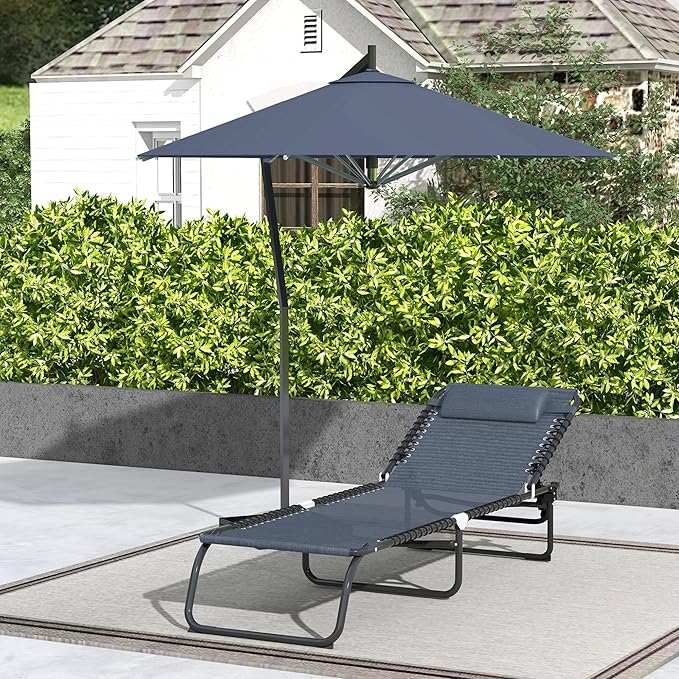 Outsunny Folding Chaise Lounge Chair, Patio Sun Tanning Chair, Outdoor Chaise
