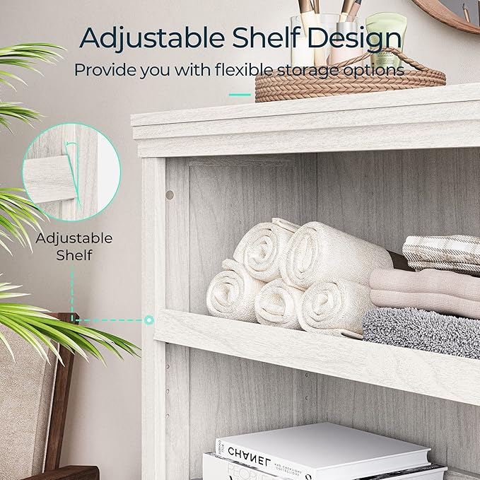 LINSY HOME 3-Tier Bookcase, Small Bookshelf Wood Display Storage Shelves