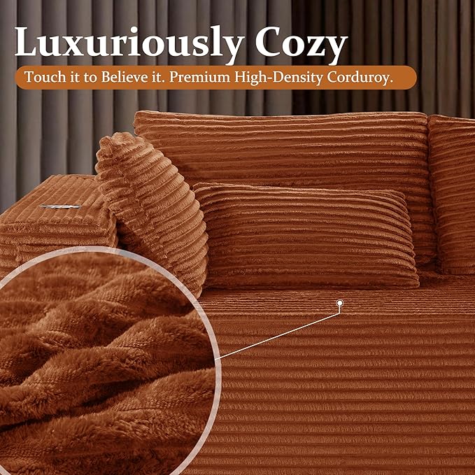 108" Cloud Sectional Couch, Comfort L Shaped Boneless Couch