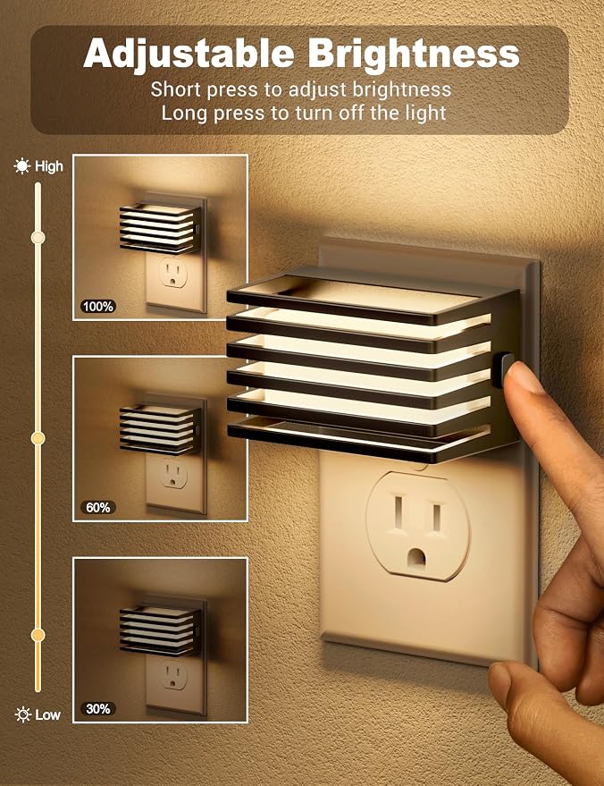 JandCase LED Night Light, [2 Pack] Night Lights Plug into Wall with Dusk to Dawn Sensor, Dimmable Plug in Night Light, Adjustable Brightness, 3000K Soft White Nightlight for Bedroom Bathroom Hallway