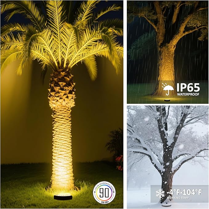 Low Voltage Flood Lights, 9W Bright LED Uplighting Outdoor, Wired Spot Lights Outdoor, 12V Low Voltage Floodlights for Tree Wall House, Aluminum, 2000K, Unique Design, Black (6PACK 2000K)