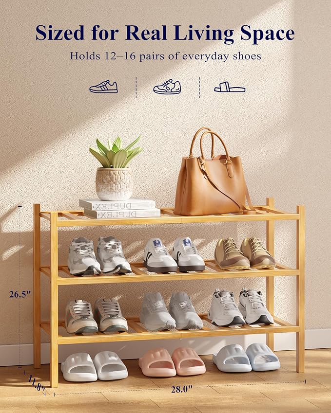 Kitsure Bamboo Wooden Shoe Rack