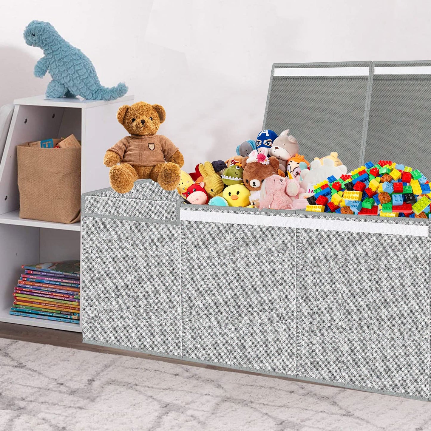 Pantryily Extra Large Toy Box for Girls Boys - Collapsible Kids Toy Chest Boxes Organizers and Storage for Livingroom,Playroom,Closet 35.8"x12.6"x16"(Grey)