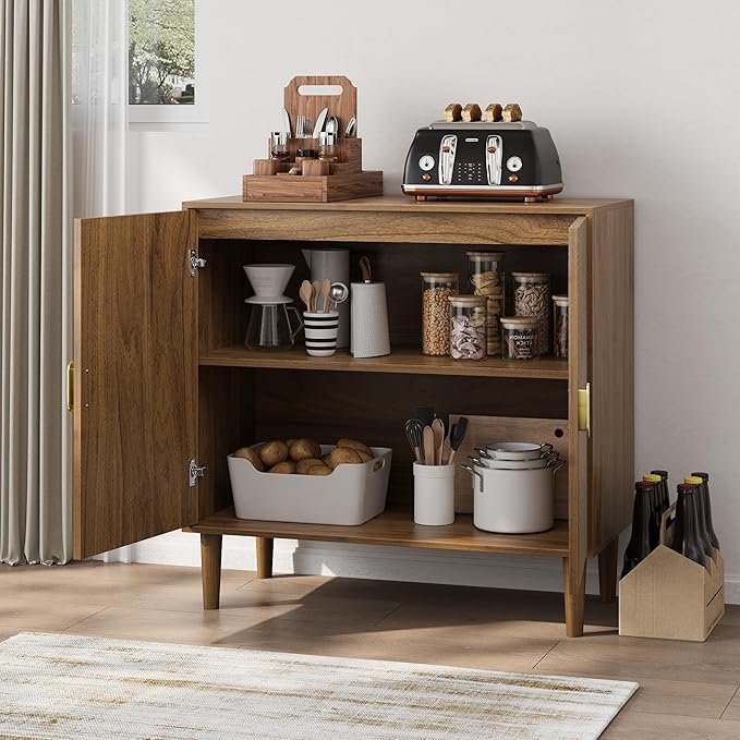 Modern Sideboard Storage Cabinet: Geometric Pattern Wooden Buffet