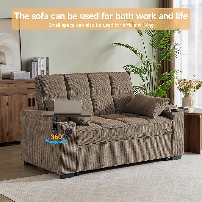 Auvsoce 65'' Chaise Lounge Chair Indoor, 3-in-1 Convertible Sofa Bed