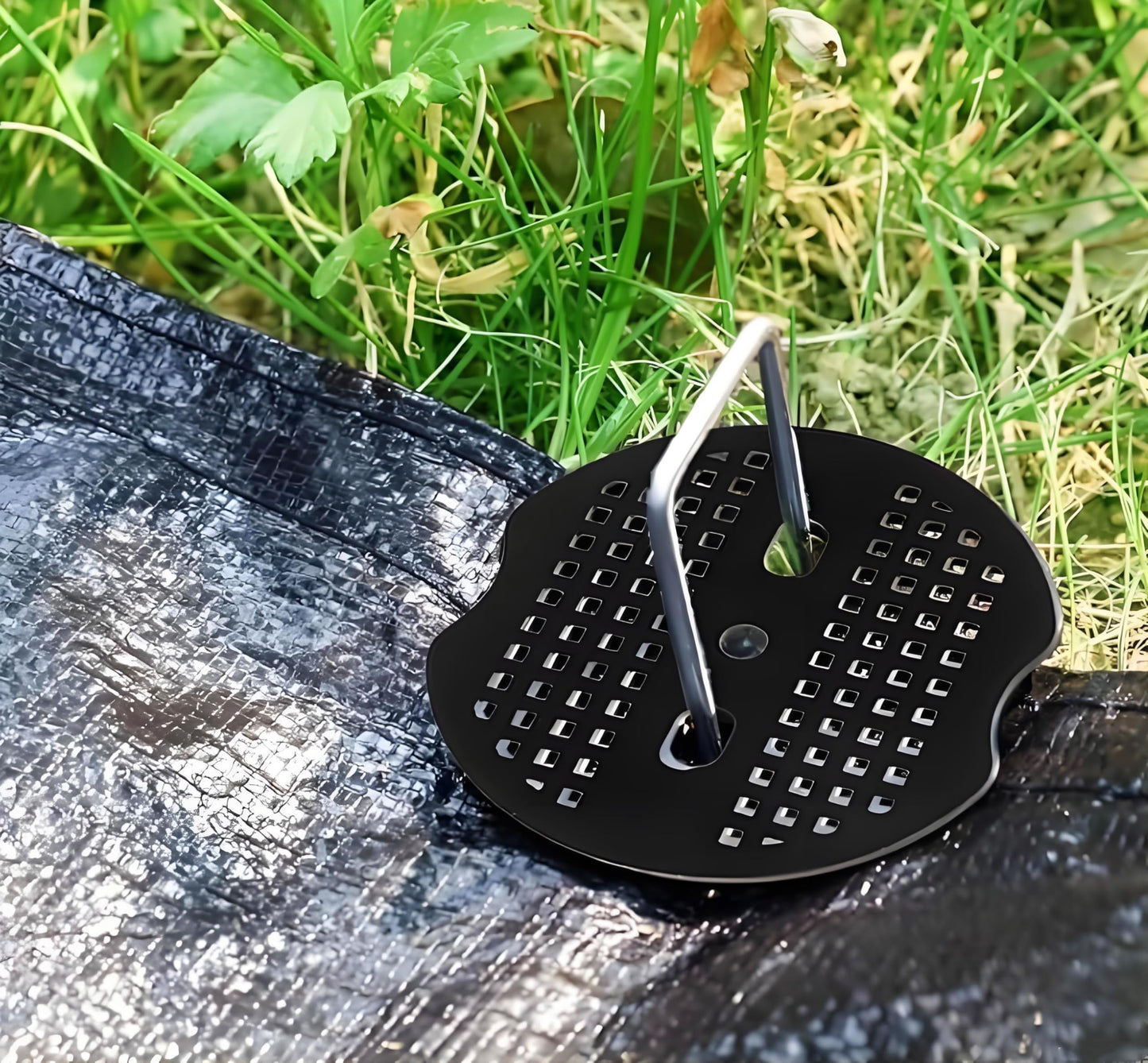 4 Inch 100 PCS Galvanized Landscape Staples with 100 PCS Gaskets, Landscape Fabric Pins Stakes Lawn Ground Cover Graden Staples Spikes Weed Barrier Stakes