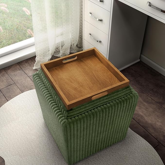 Furniture of America Lennox Modern Chenille 17-inch Square Storage Ottoman