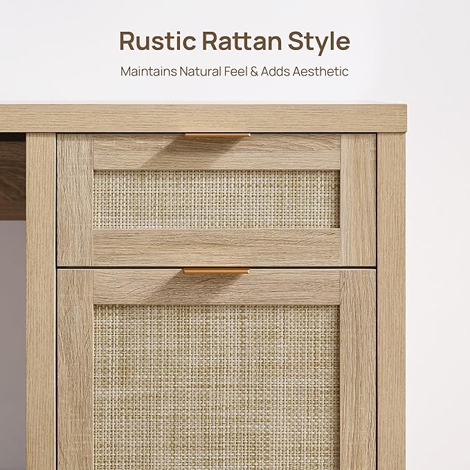 SICOTAS Rattan Home Office Desk