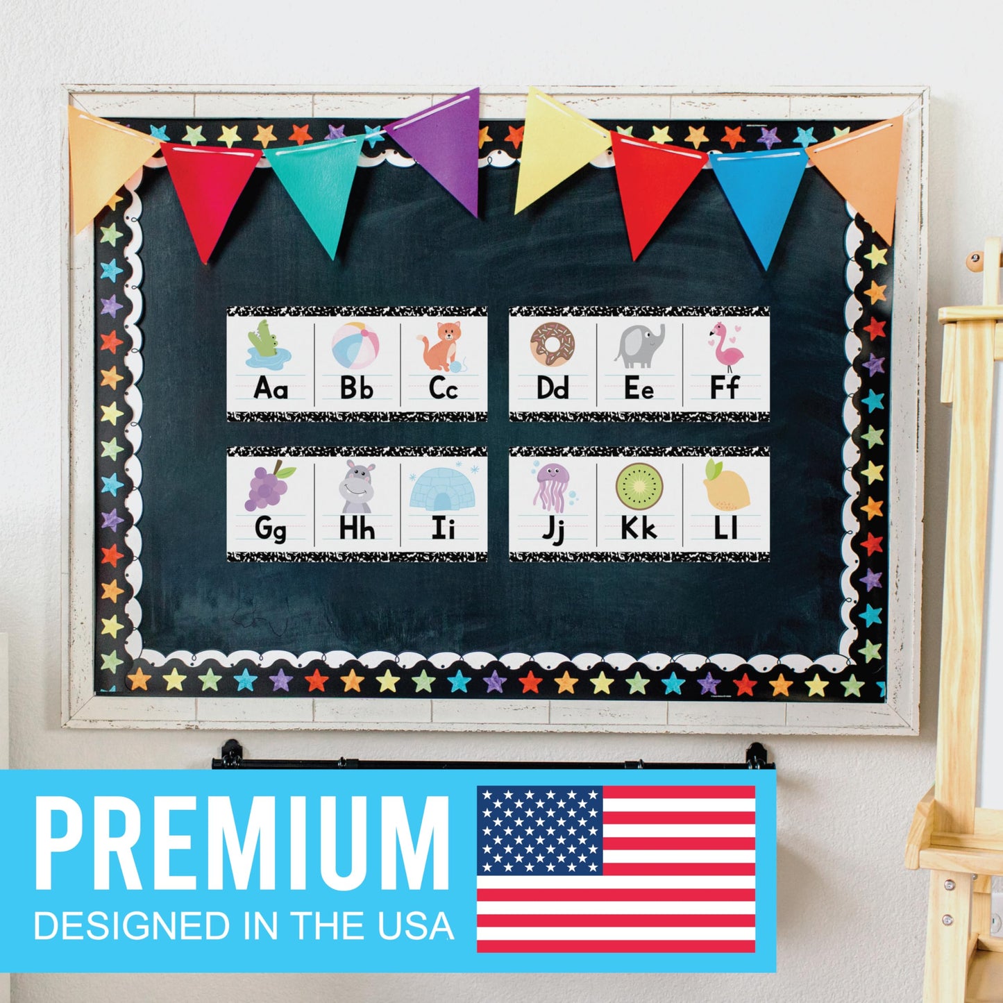 Hadley Designs Alphabet for Classroom Wall Decor - ABC Posters for Classroom Wall Chart Preschool & Kindergarten, ABC Letters & Number Line Elementary, Alphabet Cards, Pastel Classroom Decor