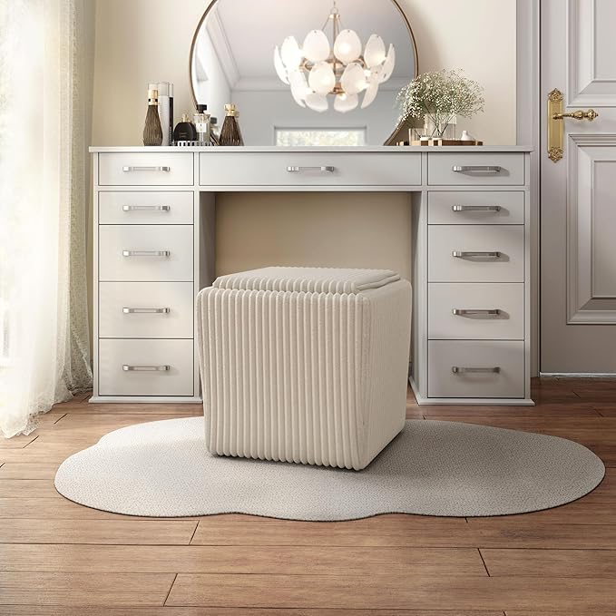 Furniture of America Lennox Modern Chenille 17-inch Square Storage Ottoman