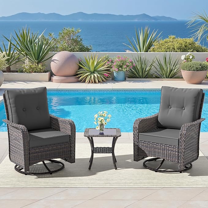 ALAULM Outdoor Swivel Rocking Chairs Set of 2