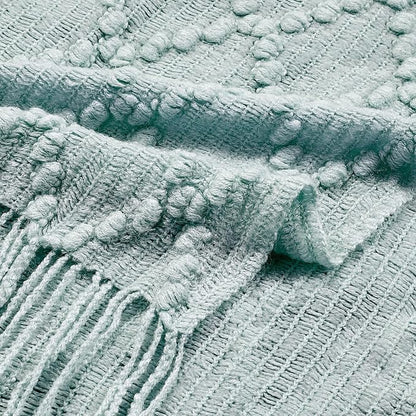 BOURINA Aqua Throw Blanket 50 x70 Inches Jacquard Argyle Throw Textured Solid Soft Throws and Blankets for Sofa or Bed Knitted Decorative Blanket