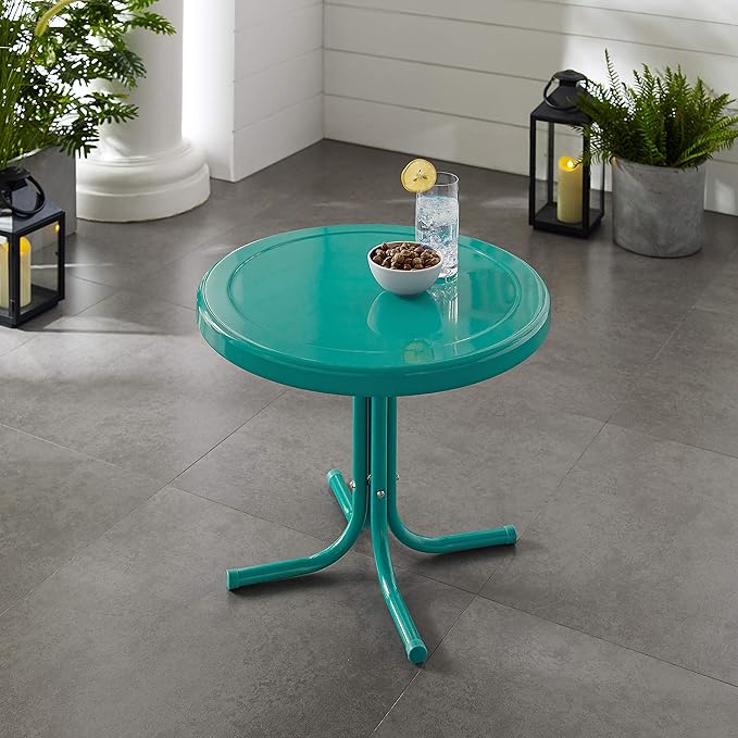 Crosley Furniture Griffith Weather Resistant Retro Metal Outdoor Side Table