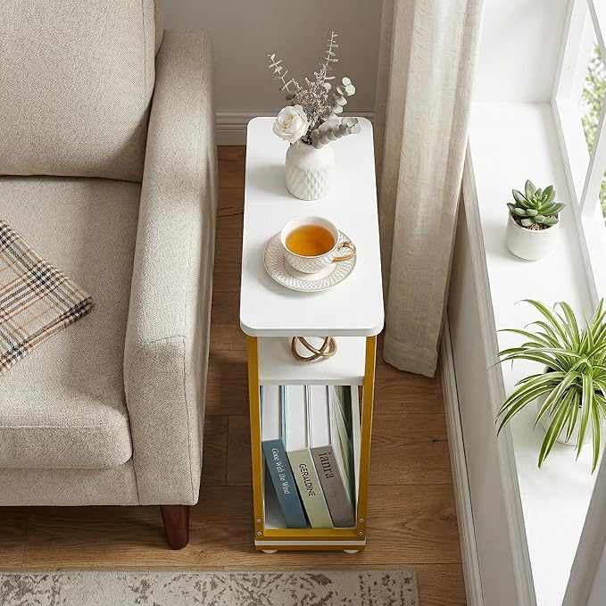 Narrow Side Table, 3-Tier Slim End Table