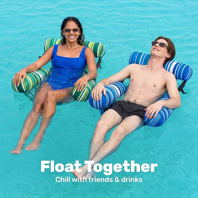 SLOOSH Inflatable Pool Floats Adult, 2 Packs Floating Lounge Chairs, Blow up