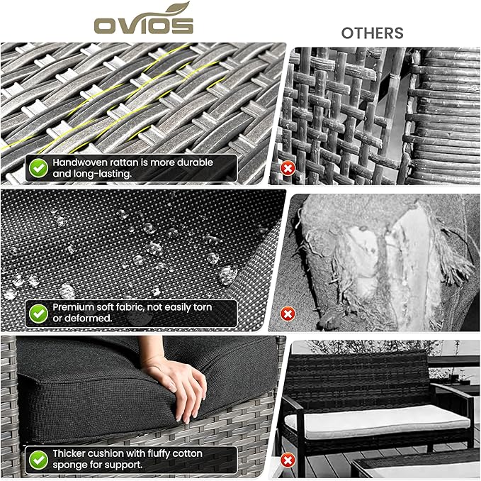 ovios 7-Piece Patio Furniture Set, Outdoor Wicker Sofa
