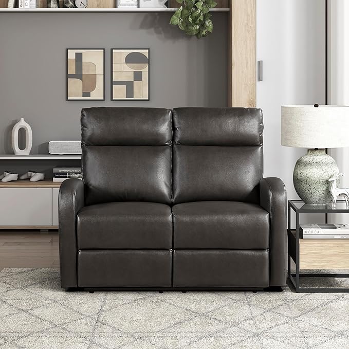 Lexicon Manual Reclining Loveseat, Faux Leather Loveseat Recliner, Wall Hugger