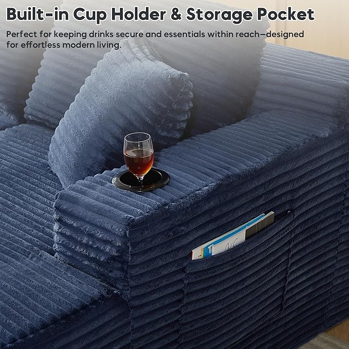 125 Inch Modular Sectional Sofa, Cloud Couch Oversized U Shaped Corduroy Sofa