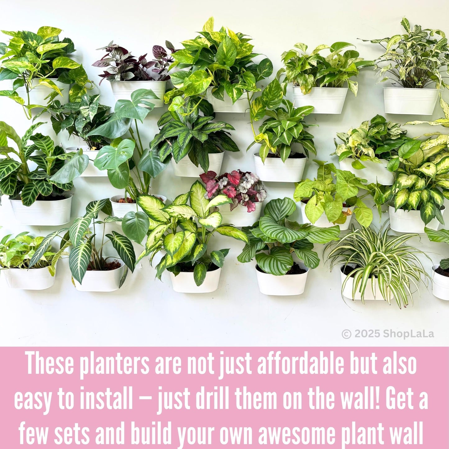 LaLaGreen Bundle- 10 Pack, 6 Inch Black + 10 Pack, 11.8 Inch White Metal Pot Wall Mount Hanging Window Flower Plant Herb Boxes Famhouse Style Balcony Garden Decor Outdoor Rail Fence Patio Porch Deck