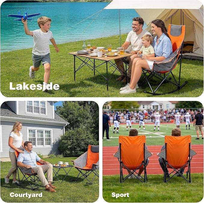 SUNNYFEEL Oversized Rocking Camping Chair, Fully Padded Patio Chair