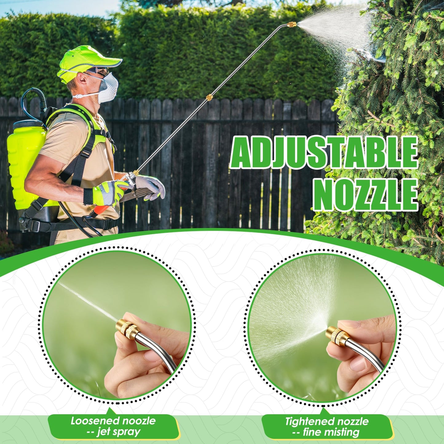 Enhon 29" All Metal Replacement Sprayer Wand, Built in Shut Valve Stainless Steel Spray Wand, Retractable Stainless Steel Pump Action Pressure Sprayer with Adjustable Nozzle & Hose