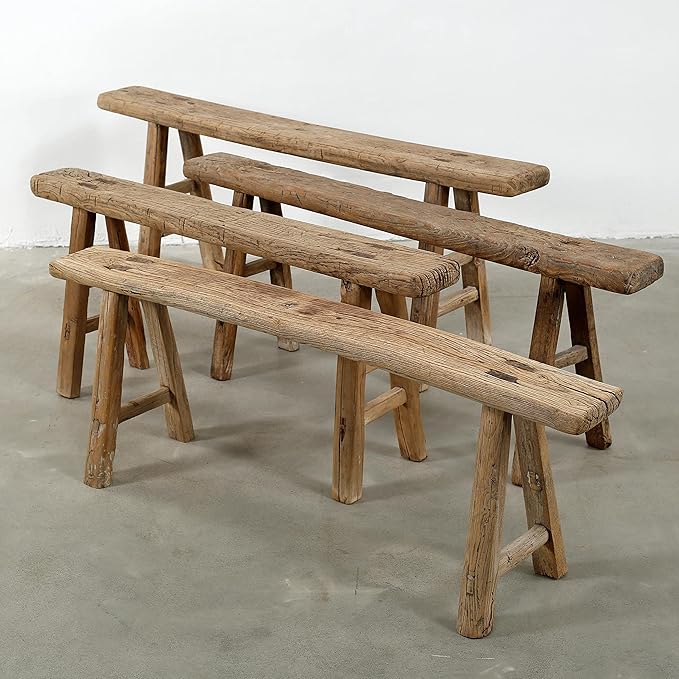 Artissance Handmade Wooden Entryway Bench, Vintage Noodle Bench