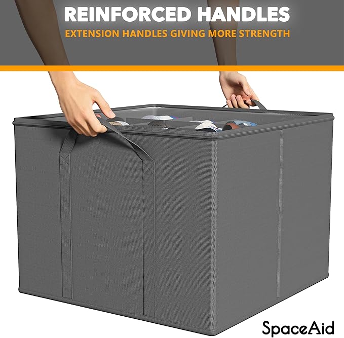 SpaceAid Shoe Organizer for Closet, 2 Pack Foldable Shoe Storage Containers