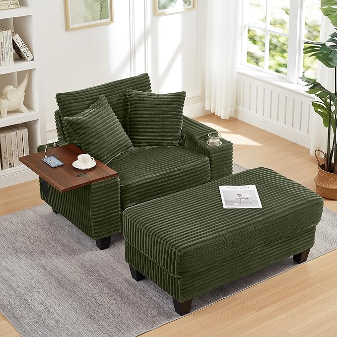 KEIKI Corduroy Storage Armrest Sofa, Single Versatile Seat