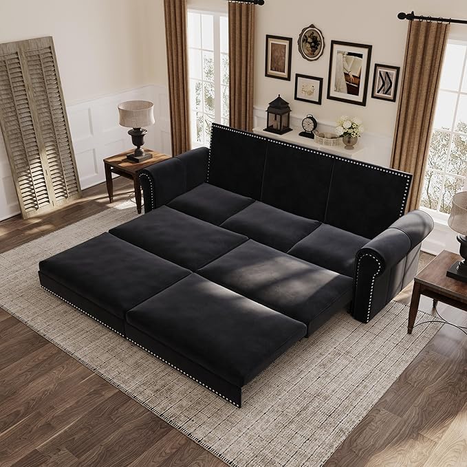 3 in 1 Convertible Sleeper Sofa Bed, 93.7" King Size Sofa Sleeper