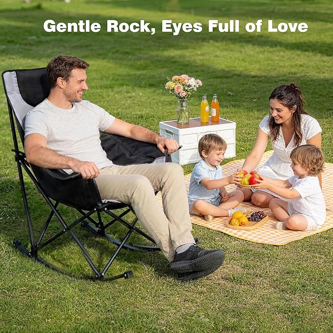 SUNNYFEEL Oversized Rocking Camping Chair 2 Pack, Fully Padded Patio Chair
