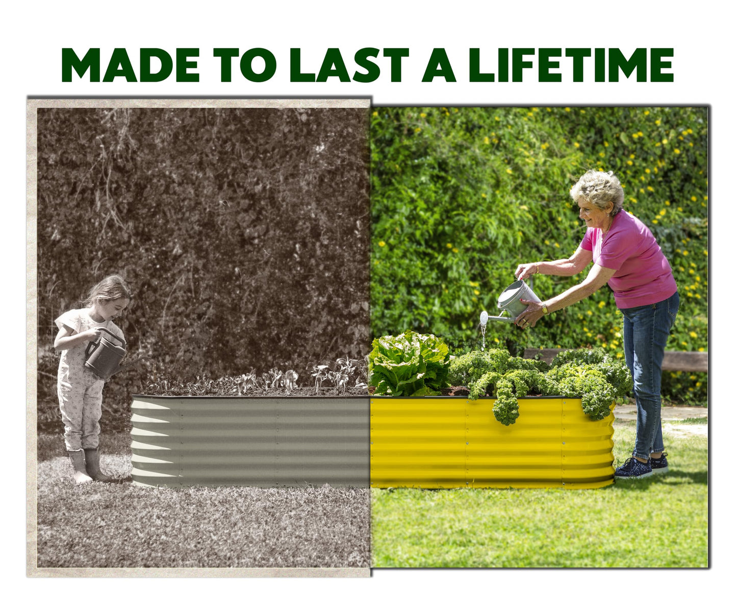 9-in-1 Galvanized Steel Raised Garden Bed // 8×2×1.5 ft Modular Planter for Gardening, Vegetables, Flowers // 18" Tall Metal Raised Garden Beds Outdoor (Yellow) // Patented Design Planter Box