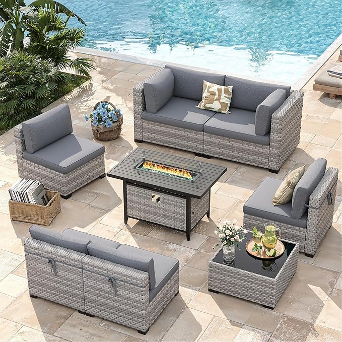 6-Seat Modern Outdoor Wicker Rattan Patio Furniture Set