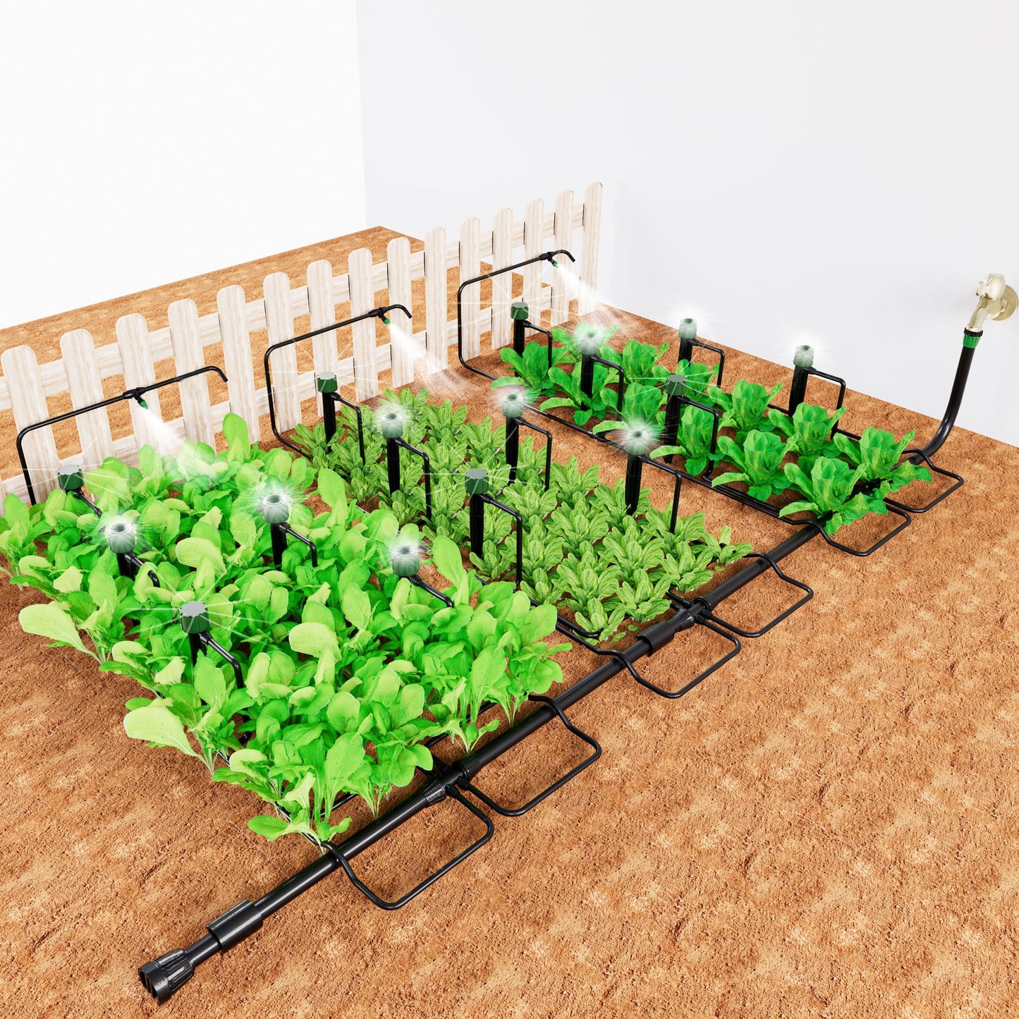 NRWRTY Leak-Proof Drip Irrigation Kit,Quick Connect Irrigation System, Lock Barbed Garden Watering System with 1/4 inch 1/2 inch Irrigation Tubing Hose for Garden,Raised Garden Bed, Lawn