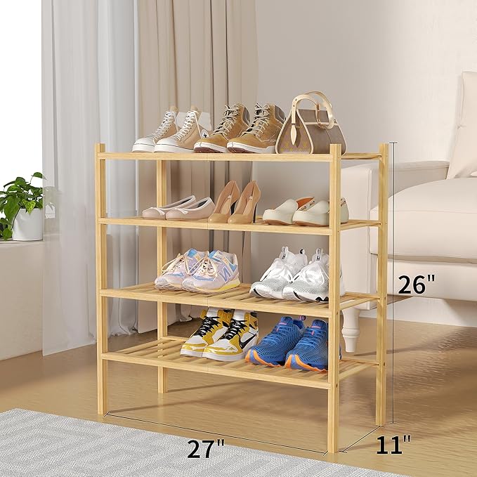 ROMGUAR CRAFT 4 Tier Bamboo Shoe Rack