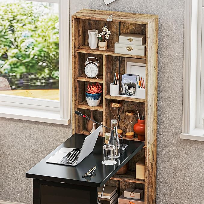HOMCOM Foldable Convertible Writing Table, Wall Mounted Space-Saving Computer