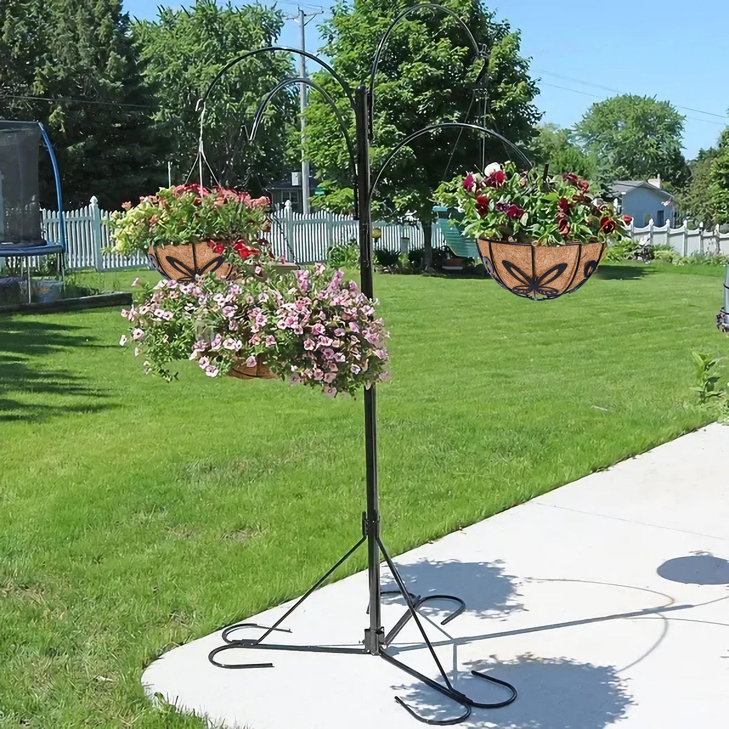 VICHOCCA Hanging Planter with Coco Coir Basket Liner - Round Wire Plant Holder for Outdoor Lawn Patio Balcony Garden Deocr, Butterfly Pattern Outside 10 Inch Plants Pot, 2 Pack