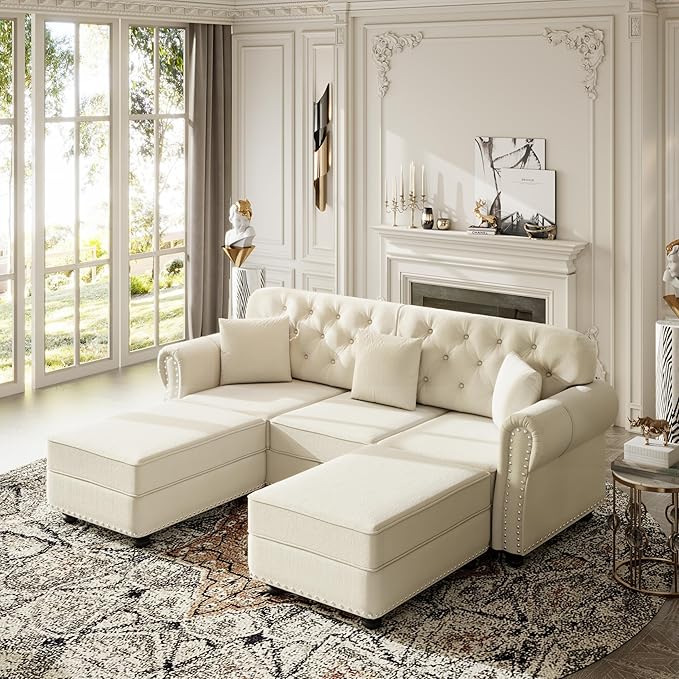 KEIKI 83" Velvet Chesterfield Sofa