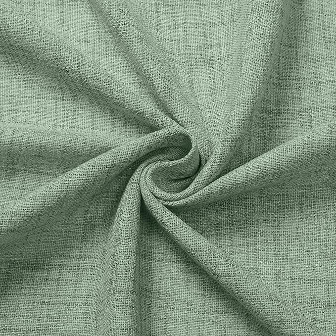 Tollpiz Linen Curtains Living Room Rod Pocket Semi Sheer Curtain Burlap Light Filtering Thick Linen Drapes for Bedroom, 38 x 63 inches Long, Sage Green, Set of 2 Panels