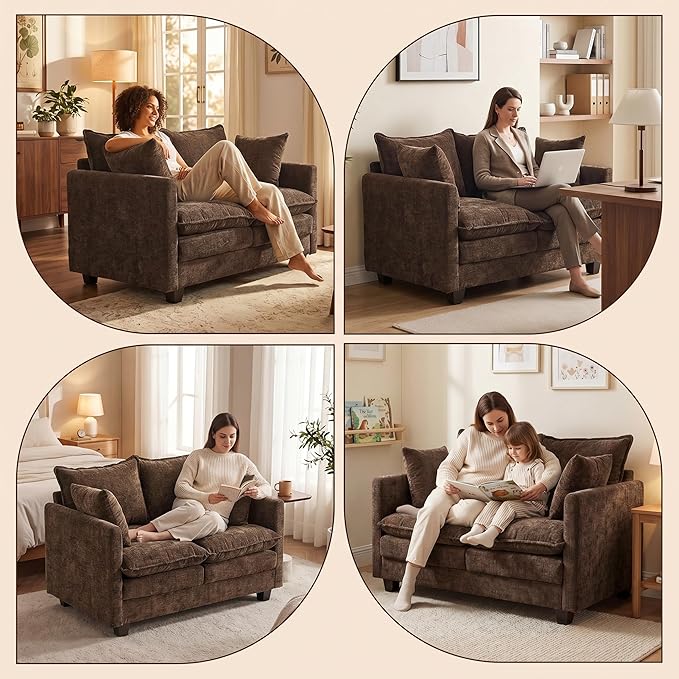 Loveseat Sofa with Cloud 3-Layer Cushion & 27" Deep Seat, Modern Love Seat