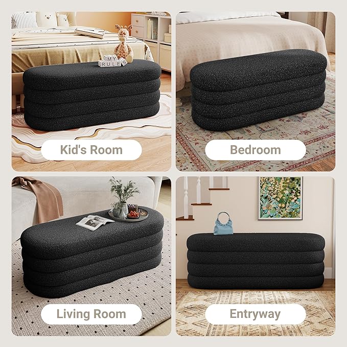 Busaurus Storage Ottoman Bench 49.2 Inch Upholstered Fabric Storage Bench